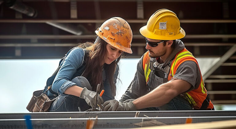 Construction team assembling a residential structure with precision.