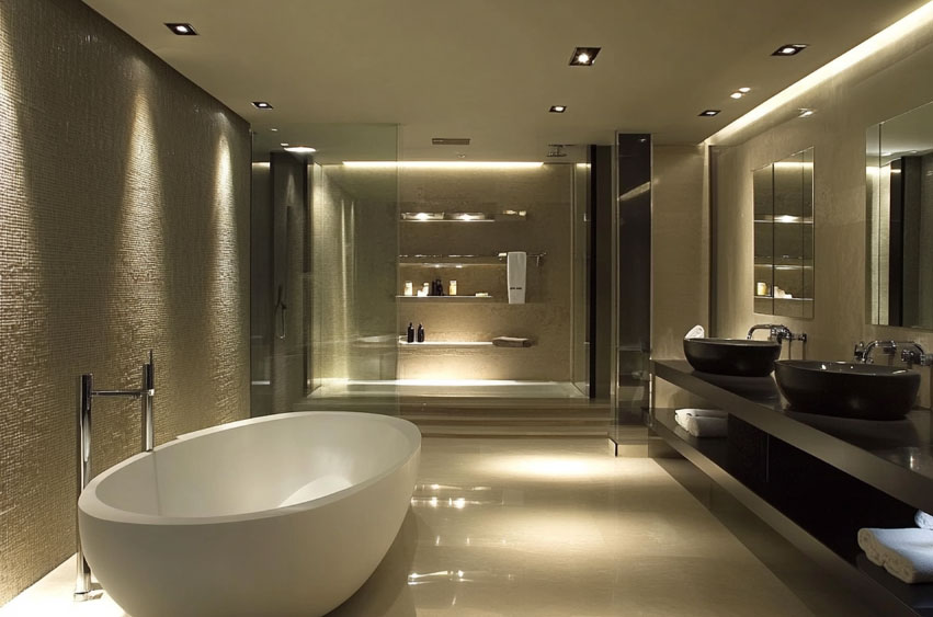 Elegant master bathroom with high-end finishes.