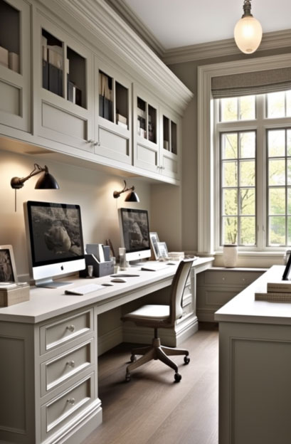 Garage converted into a modern home office.