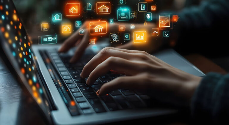 User exploring Martin Owen Construction’s new website with social media icons.